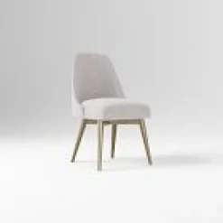 West Elm Open Box: Mid-Century Office Chair - Performance Chenille Tweed Frost Gray, Blackened Brass