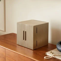 West Elm Open Box: Modern Fluted Jewelry Box, Cube (10"H) - Champagne