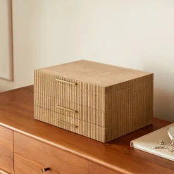 West Elm Open Box: Modern Fluted Jewelry Box, Grand (7.5"H) - Dune