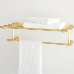 West Elm Open Box: Modern Overhang Bathroom Rail Shelf - Antique Brass