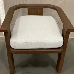 West Elm Open Box: Monet Outdoor Dining Armchair - Alessi Linen, Toasted Brown