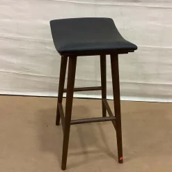 West Elm Open Box: Oak Wood Leather Saddle Bar Stool (26") - Warm Ash/Distressed Black
