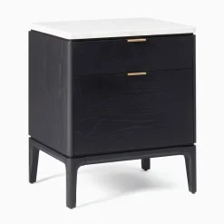 West Elm Open Box: Parker Marble Nightstand (21") - Black, Champagne Bronze
