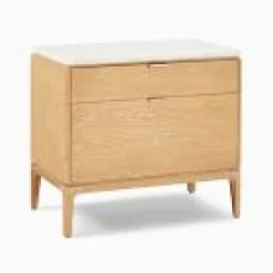 West Elm Open Box: Parker Marble Nightstand (28") - Washed Oak