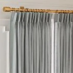 West Elm Open Box: Pleated European Flax Linen Light Filtering Curtain (48"W x 108"L) - Chambray Melange