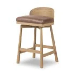 West Elm Open Box: Pollux Swivel Counter Stool (27") - Palermo Cigar, Blonde Oak