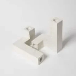 West Elm Open Box: Pretti.Cool Candlestick Holder, Set of 2 - White Terrazzo