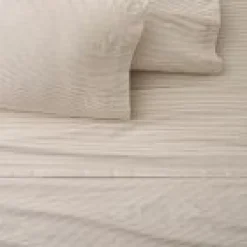 West Elm Open Box: Printed Pinstripe Sheet Set, Full - Camel