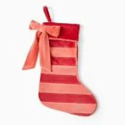 West Elm Open Box: Red Stripe Velvet Stocking