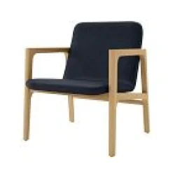 West Elm Open Box: Refuge Lounge Chair - Blue Leather, White Oak