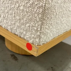 West Elm Open Box: Round Plinth Legs Storage Bench (55") - Cream Knoll, Buff Oak