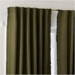 West Elm Open Box: Ruffle Linen Blackout Curtain (48"W x 96"L) - Dark Olive