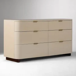 West Elm Open Box: Shea High-Gloss Enameled Lacquer 6-Drawer Dresser (60") - Ivory, Claro, Antique Brass