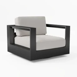 West Elm Open Box: Telluride Aluminum Outdoor Swivel Chair Cushion Cover Only - Marled Weave Pearl Gray