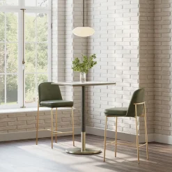 West Elm Orbit Restaurant Rectangle Bar Table – Porcelain w/ Protective Metal Bumper