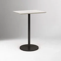 West Elm Orbit Restaurant Rectangle Bar Table – Porcelain w/ Protective Metal Bumper
