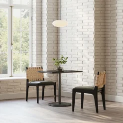 West Elm Orbit Restaurant Rectangle Dining Table – Porcelain w/ Protective Metal Bumper