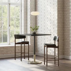 West Elm Orbit Restaurant Square Bar Table – Porcelain w/ Protective Metal Bumper