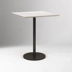 West Elm Orbit Restaurant Square Bar Table – Porcelain w/ Protective Metal Bumper