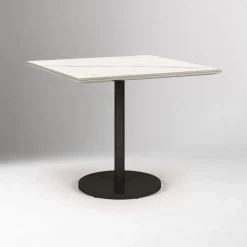 West Elm Orbit Restaurant Square Dining Table – Porcelain w/ Protective Metal Bumper