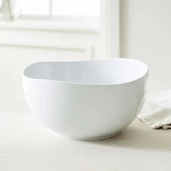 West Elm Organic Shaped Porcelain 10" Tall Serving Bowl