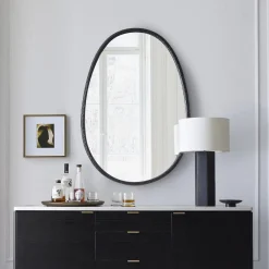 West Elm Organic Textured Metal Oval Wall Mirror