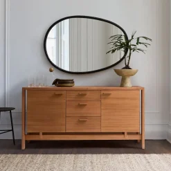 West Elm Organic Textured Metal Oval Wall Mirror
