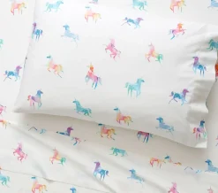 West Elm Organic Watercolor Unicorn Pillowcase Set