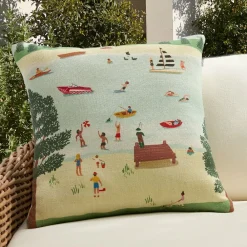 West Elm Outdoor Lake Life Scene Pillow