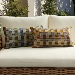 West Elm Outdoor Multi Checkerboard Plaid Pillow
