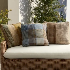 West Elm Outdoor Multi Plaid Pillow
