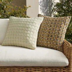 West Elm Outdoor Stitched Diamond Grid Pillow