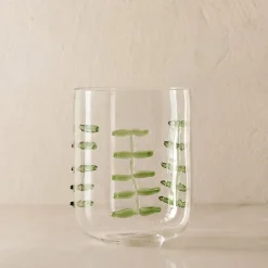 West Elm Palm Applique Double Old Fashioned Glasses
