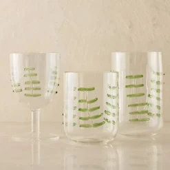 West Elm Palm Applique Glassware Collection