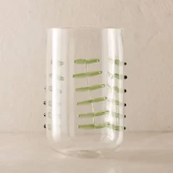 West Elm Palm Applique Highball Glasses