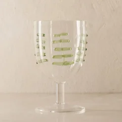 West Elm Palm Applique Wine Glasses
