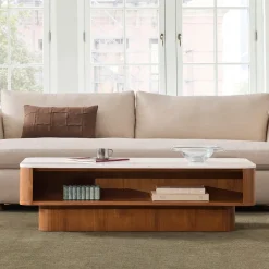 West Elm Panorama Marble Open Storage Coffee Table (52")