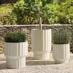 West Elm Parker Pedestal Ficonstone Indoor/Outdoor Planters