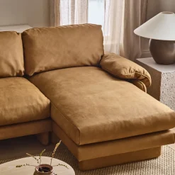 West Elm Parry Leather 2-Piece Chaise Sectional (123")