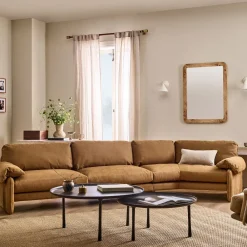 West Elm Parry Leather 2-Piece Wedge Sectional (140")