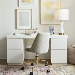 West Elm Parsons 2 File Cabinets & Desk Set (62")