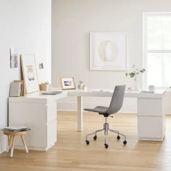 West Elm Parsons L-Shaped Desk (86") & 2 File Cabinet Set