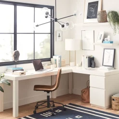 West Elm Parsons L-Shaped File Cabinet Desk & Slope Office Chair Set