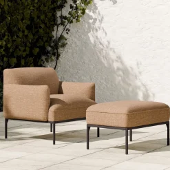 West Elm Penn Upholstered Outdoor Lounge Chair w/ Ottoman