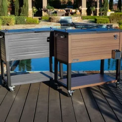 West Elm Permasteel 80 Qt. Wood Grain Rolling Patio Cooler