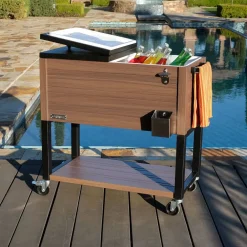 West Elm Permasteel 80 Qt. Wood Grain Rolling Patio Cooler