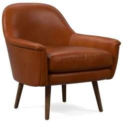West Elm Phoebe Leather Chair - Wood Legs