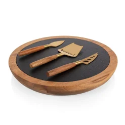 West Elm Picnic Time Insignia Acacia Wood & Slate 4-Piece Cheese Board & Tool Set