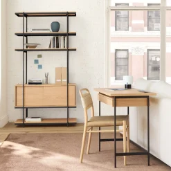 West Elm Pierce Mini Desk (36") & Narrow Storage Shelf (42") Set