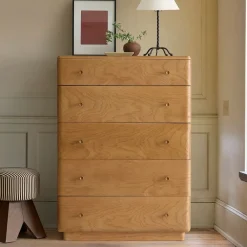 West Elm Pierce & Ward Burl Wood 5-Drawer Dresser (36")